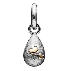 NEW STORY JEWELLERY gold plate heart drop charm in rhodium silver